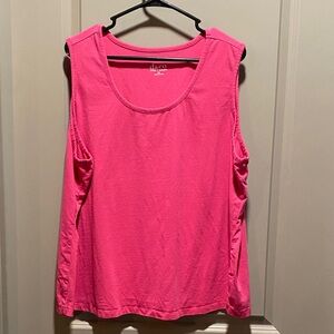 Denim & Co. Bright Pink Tank Top 3X Cotton Stretch Sleeveless Top
